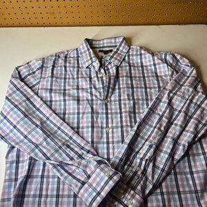Banana Republic Men's Slim Fit Button Up Long Sleeve Non Iron Blue Check XL